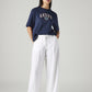 Women's White XL Straight Loose Fit Mid Rise Trousers - Styleshot View