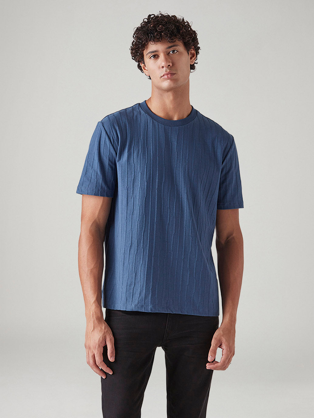 Men's Textured Regular Fit Jacquard T-Shirt
