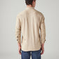 Men's Solid Beige Slim Fit Textured Shirt - Back View