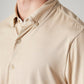Men's Solid Beige Slim Fit Textured Shirt - Detail View