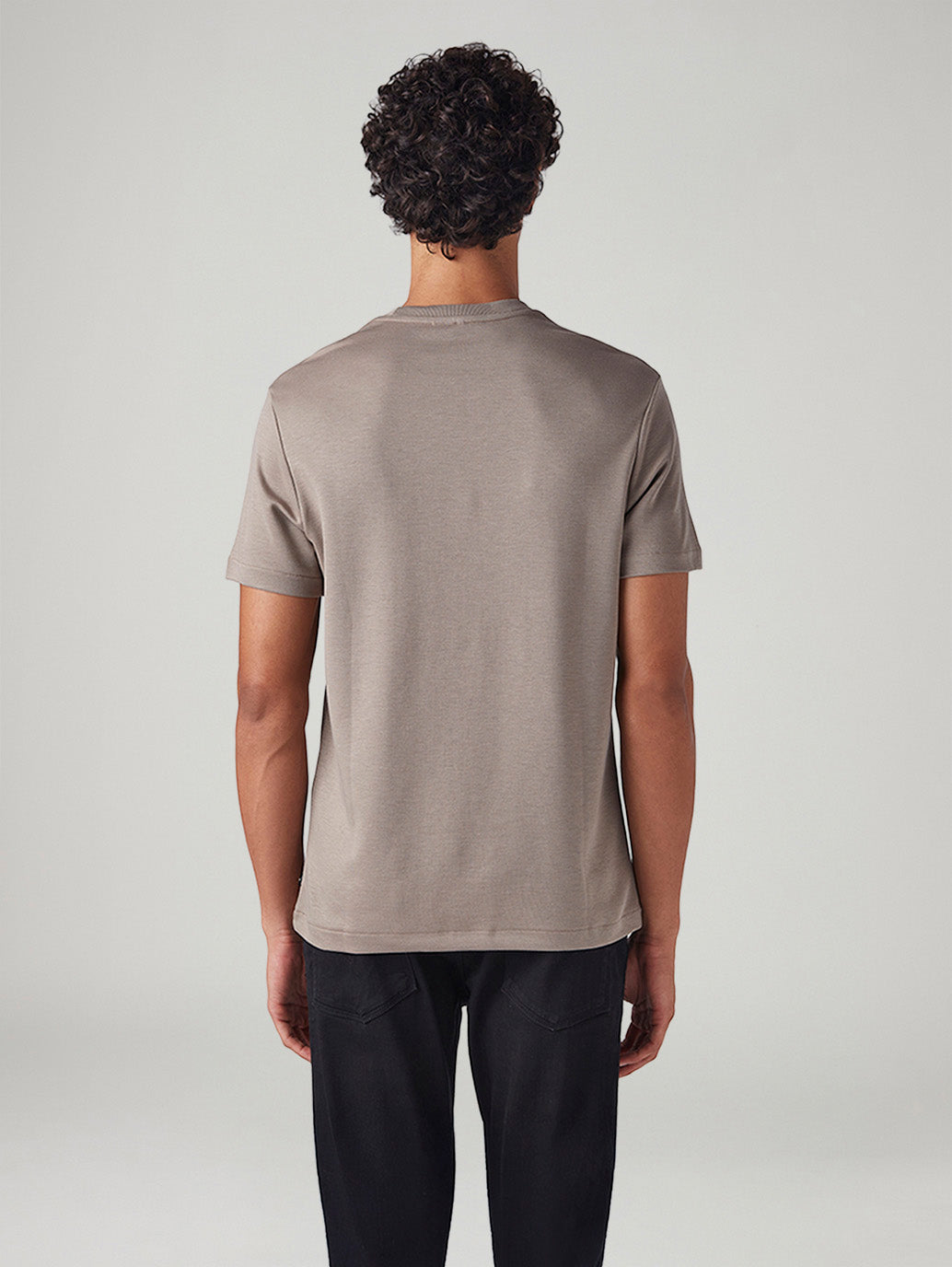 Men's Solid Regular Fit Interlock T-Shirt - Back View