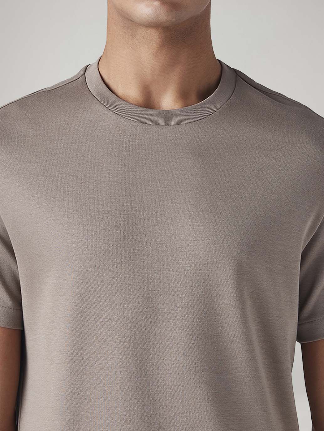 Men's Solid Regular Fit Interlock T-Shirt - Detail View