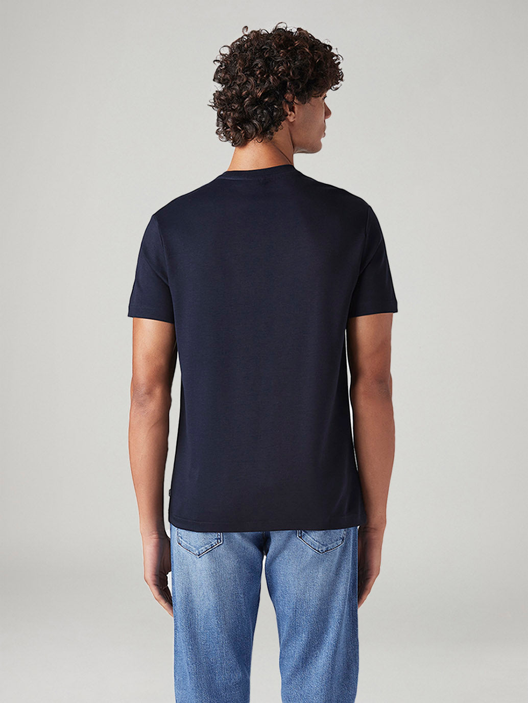 Men's Solid Regular Fit Interlock T-Shirt - Back View