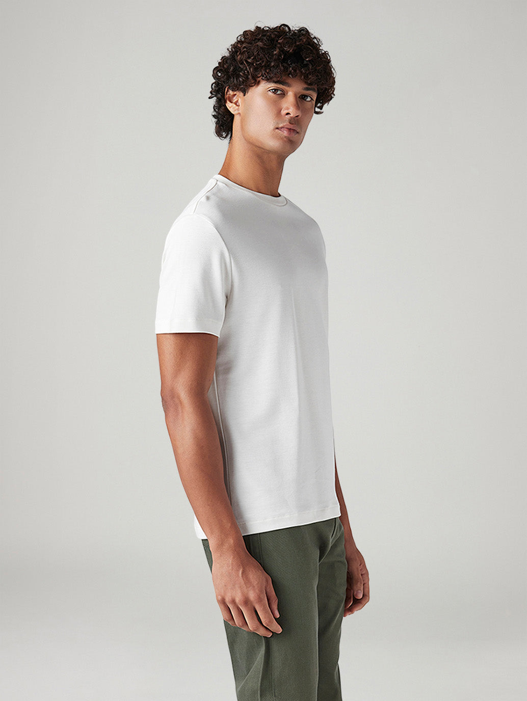 Men's Solid Regular Fit Interlock T-Shirt - Side View