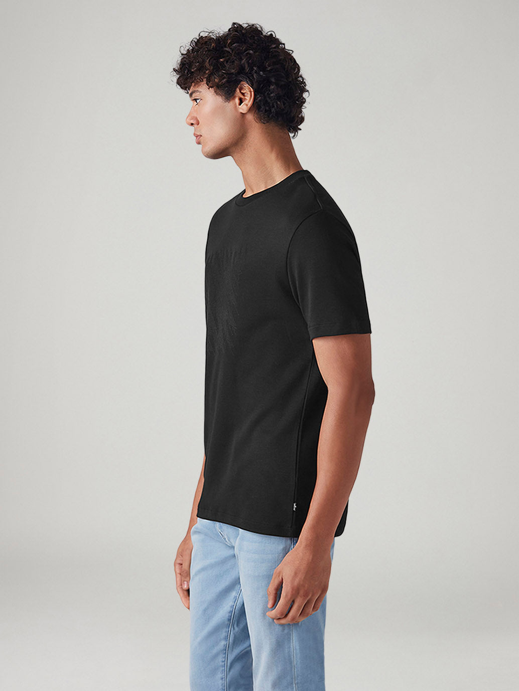 Men's Self-Design Regular Fit Interlock T-Shirt - Side View
