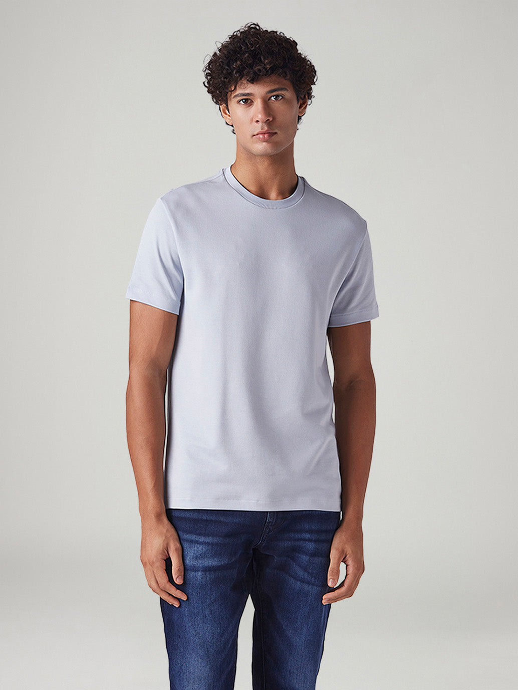 Men's Solid Regular Fit Interlock T-Shirt - Front View