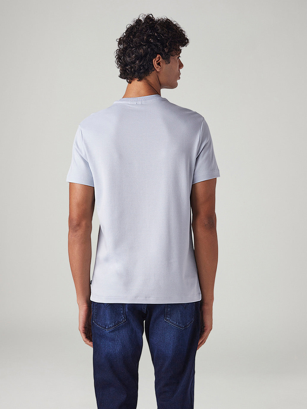 Men's Solid Regular Fit Interlock T-Shirt - Back View