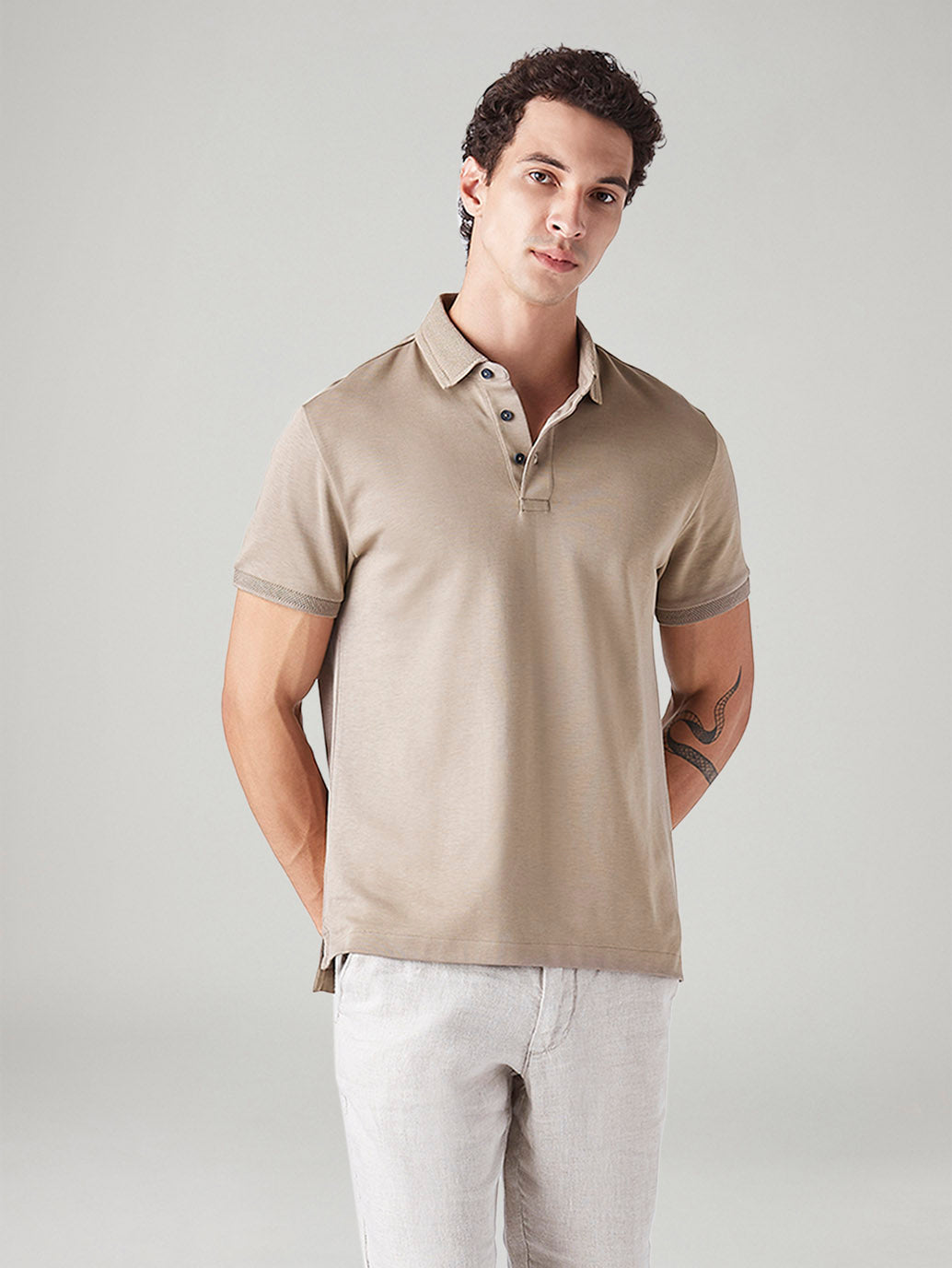 Men's Solid Slim Fit Polo T-Shirt - Styleshot View