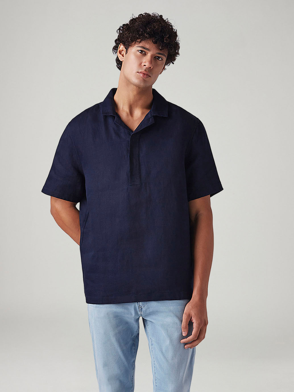 Men's Solid Relaxed Fit Linen Shirt