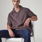Men's Solid Loose Fit Resort Collar Redloop Shirt - Styleshot View