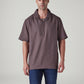 Men's Solid Loose Fit Resort Collar Redloop Shirt - Front View