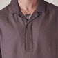 Men's Solid Loose Fit Resort Collar Redloop Shirt - Detail View