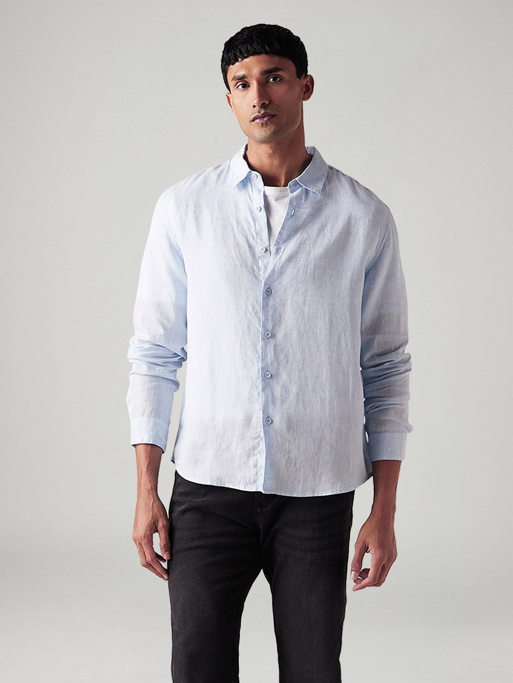 Men's Solid Slim Fit Linen Shirt - Styleshot View