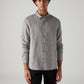 Men's Textured Grey Slim Fit Linen Shirt - Front View