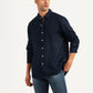 Men's Solid Navy Slim Fit Linen Shirt - Styleshot View