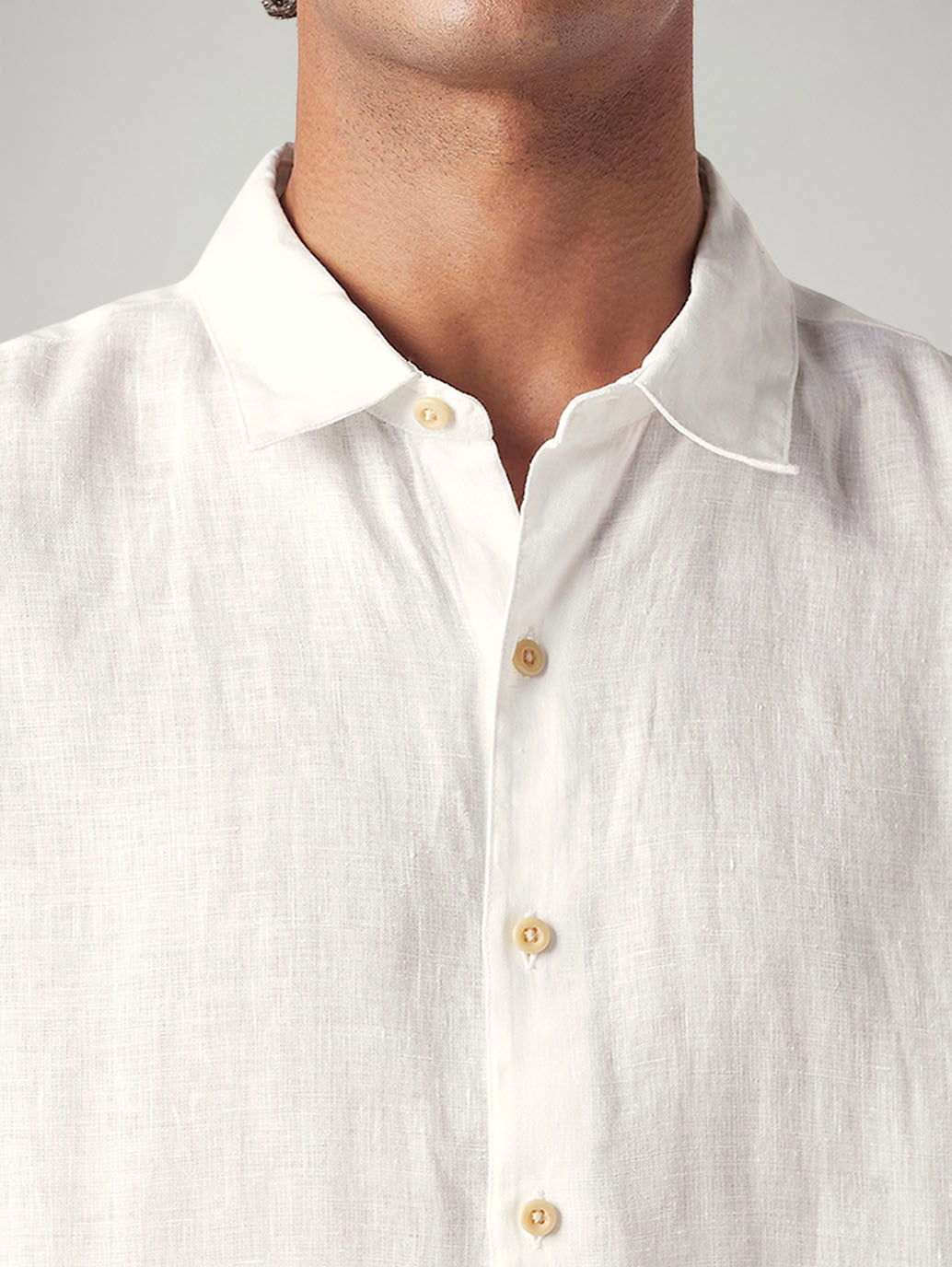 Men's Solid White Slim Fit Linen Shirt - 0e797f56-3e14-4ccb-8426-5462fa6a490e View