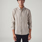 Men's Checkered Slim Fit Linen Shirt - Front View