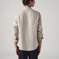 Men's Checkered Slim Fit Linen Shirt - Back View