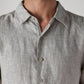 Men's Redloop Light Grey Solid Slim Fit Linen Shirt - Detail View