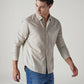Men's Redloop Striped Slim Fit Linen Shirt - Styleshot View
