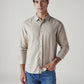 Men's Redloop Striped Slim Fit Linen Shirt - Front View