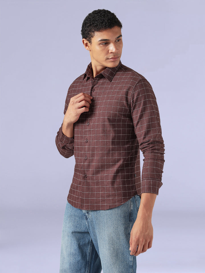 Men's Checkered Slim Fit Redloop Shirt
