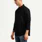 Men's Textured Black Slim Fit Shirt - Side View