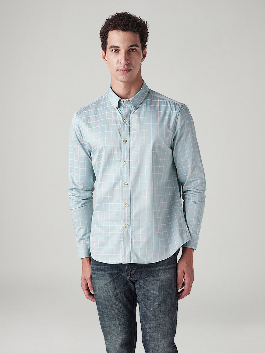 Men's Checkered Slim Fit Shirt - Front View