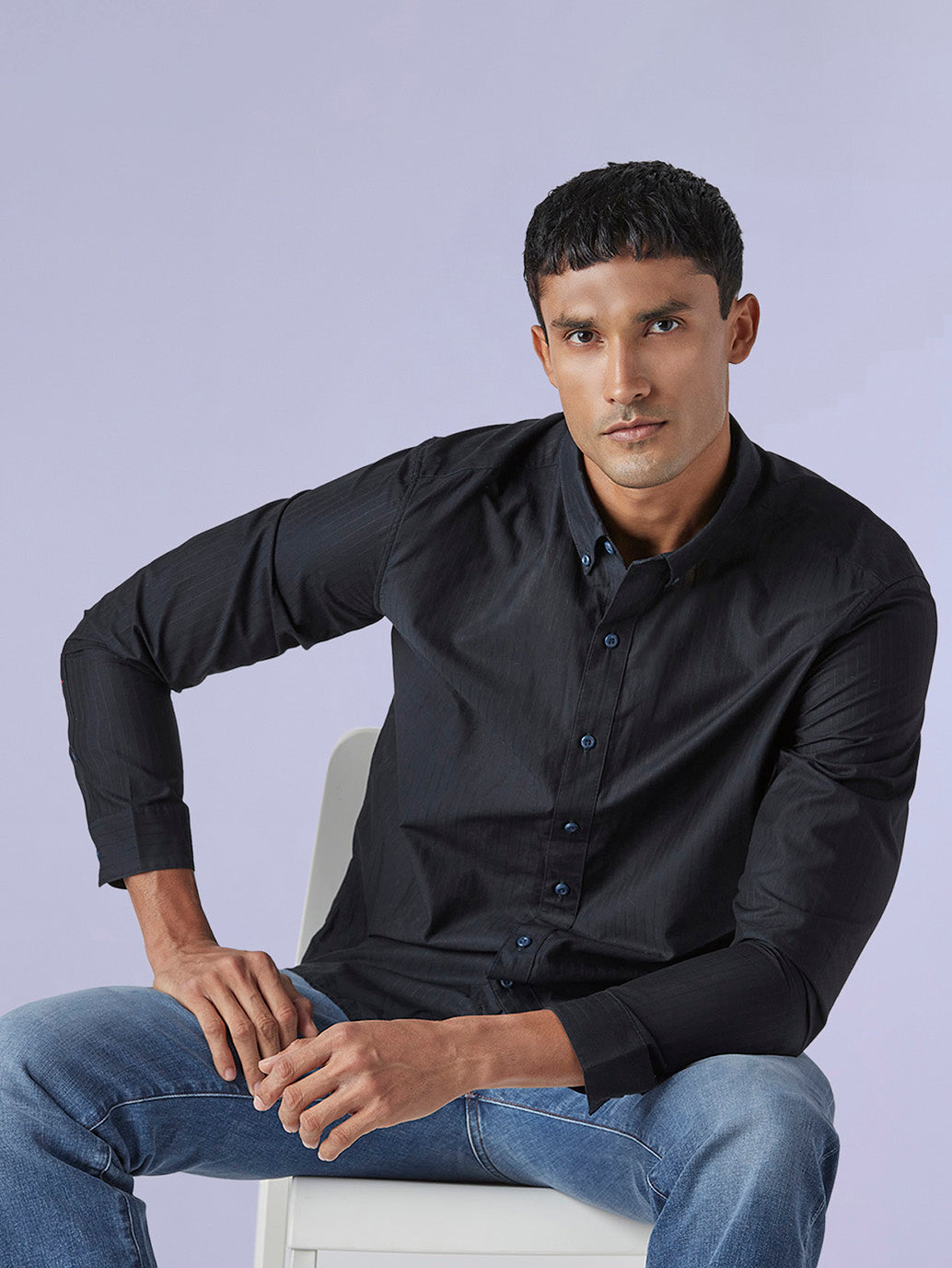 Men's Striped Slim Fit Redloop Dobby Shirt