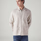 Men's Self Design Beige Linen Jackets - Front View