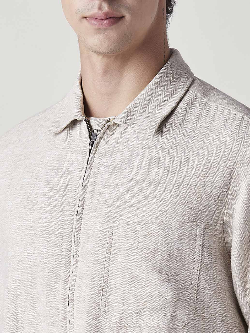 Men's Self Design Beige Linen Jackets - 20 View