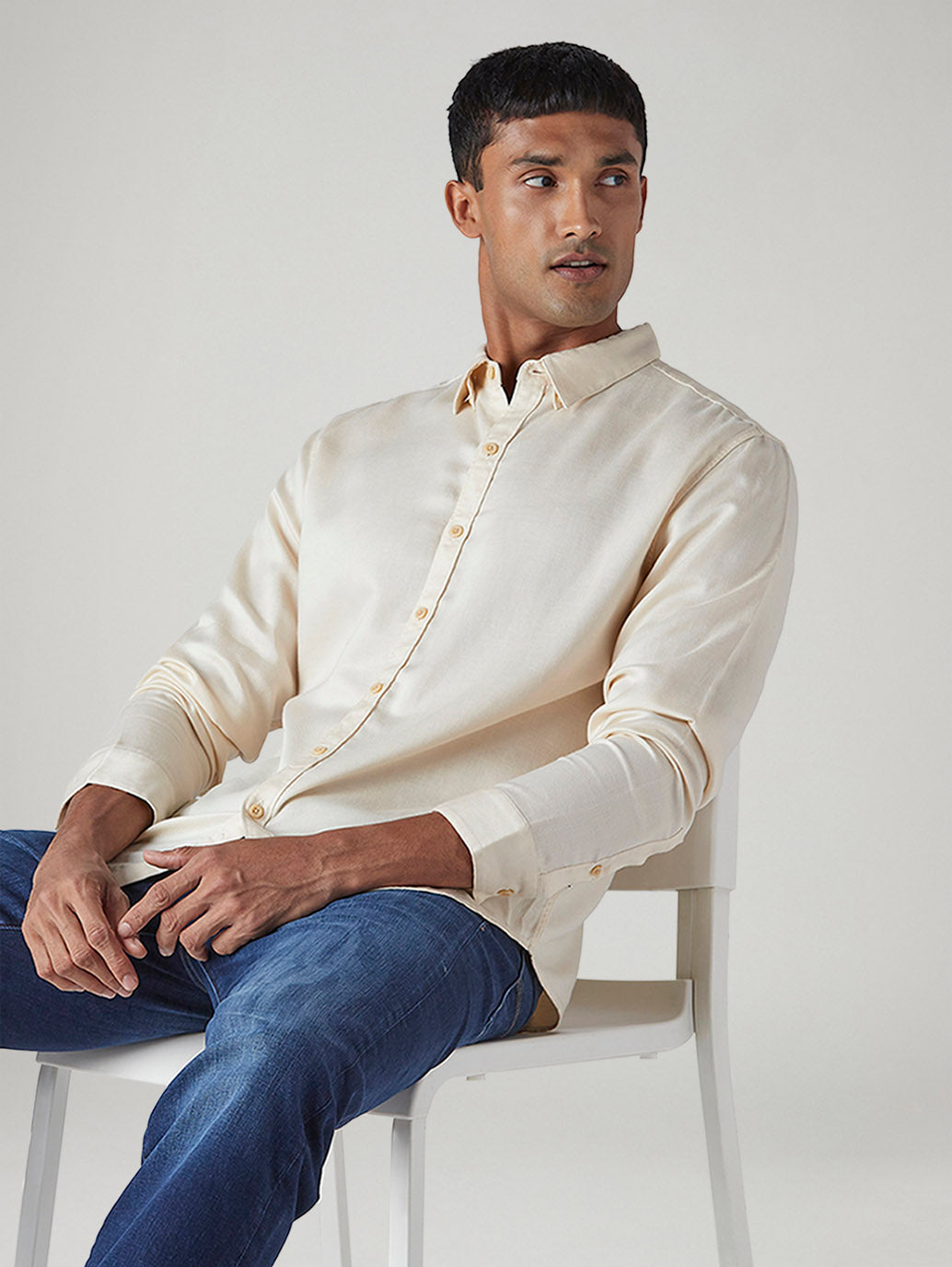 Men's Redloop Solid Slim Fit Linen Shirt