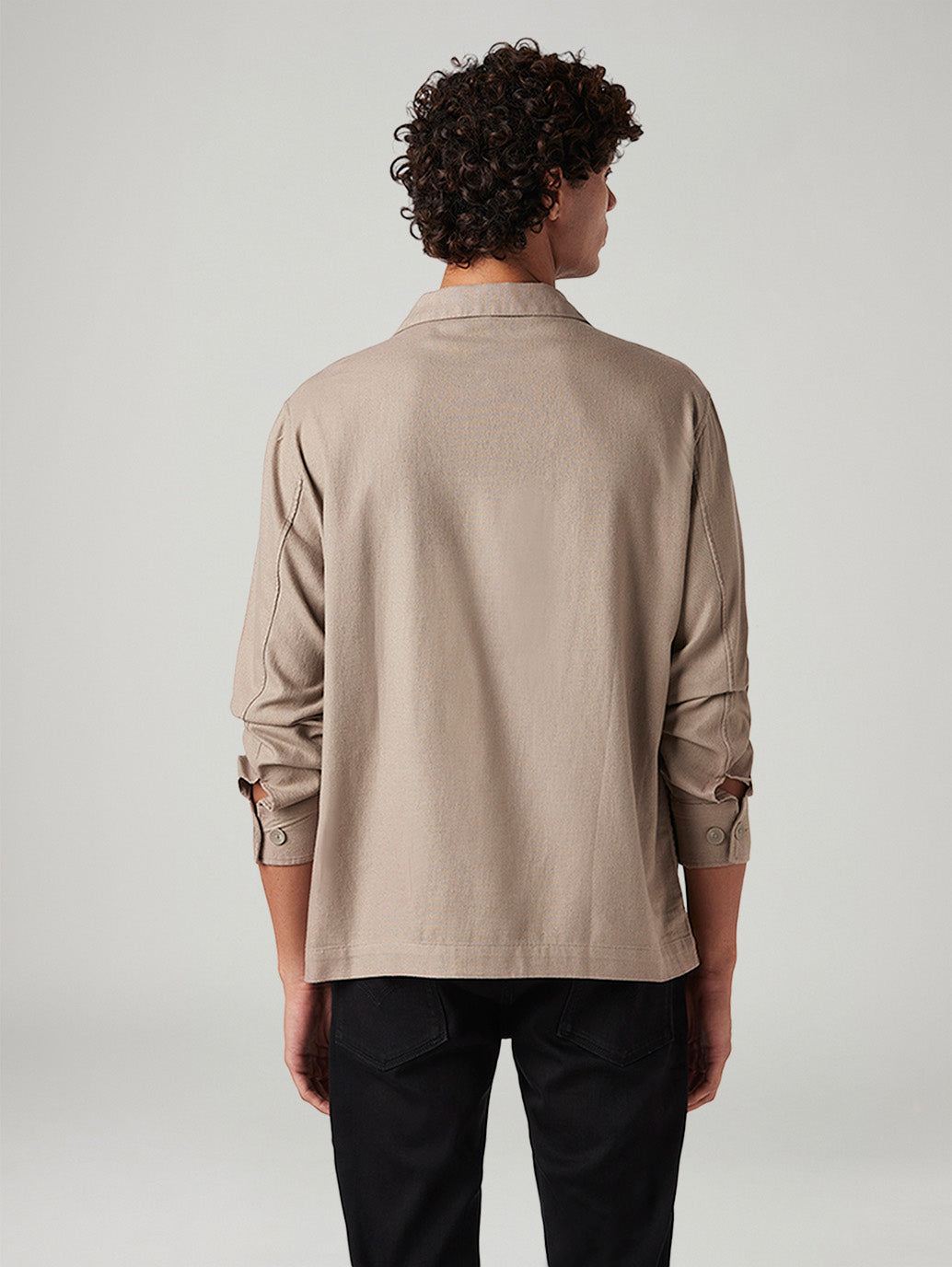 Men's Solid Relaxed Fit Linen Shirt - Back View