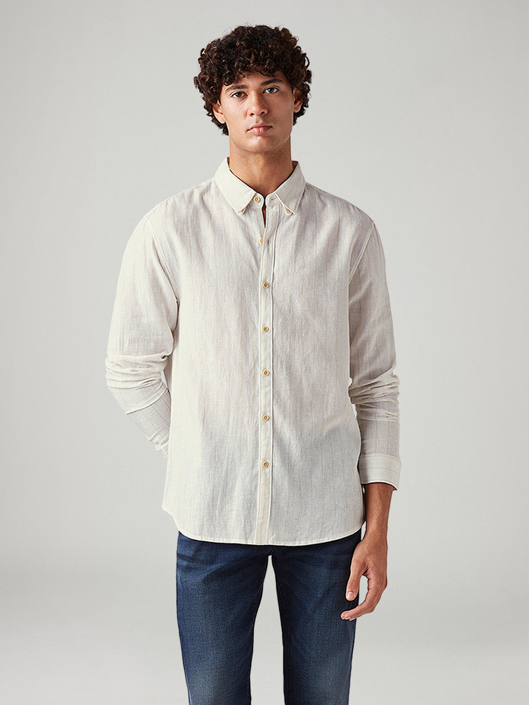 Men's Solid Slim Fit Linen Shirt - Styleshot View