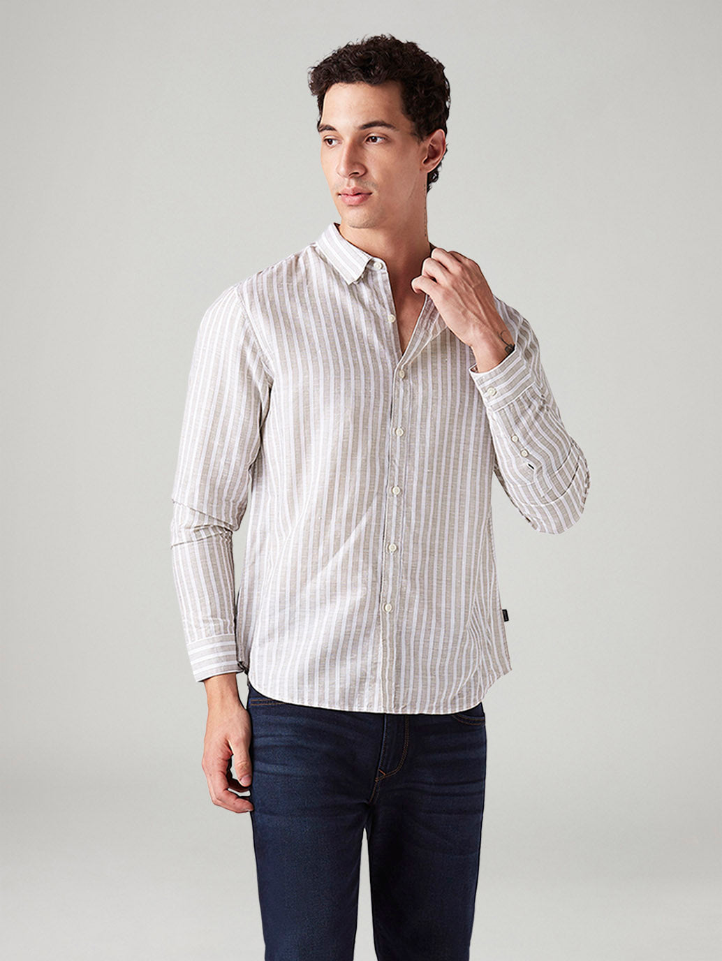 Men's Striped Slim Fit Shirt - Styleshot View