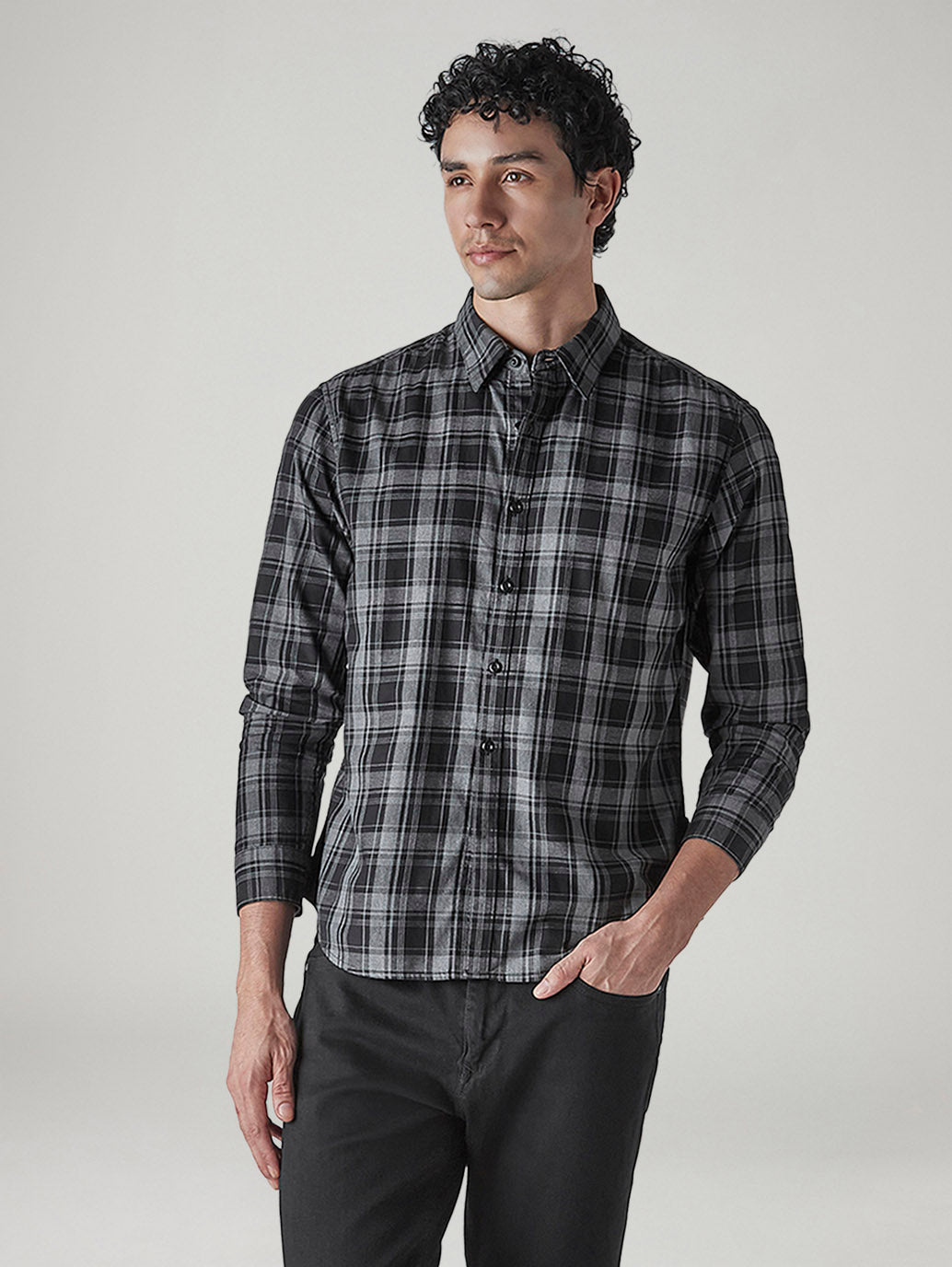 Men's Checkered Slim Fit Redloop Shirt