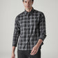Men's Checkered Slim Fit Redloop Shirt - Front View