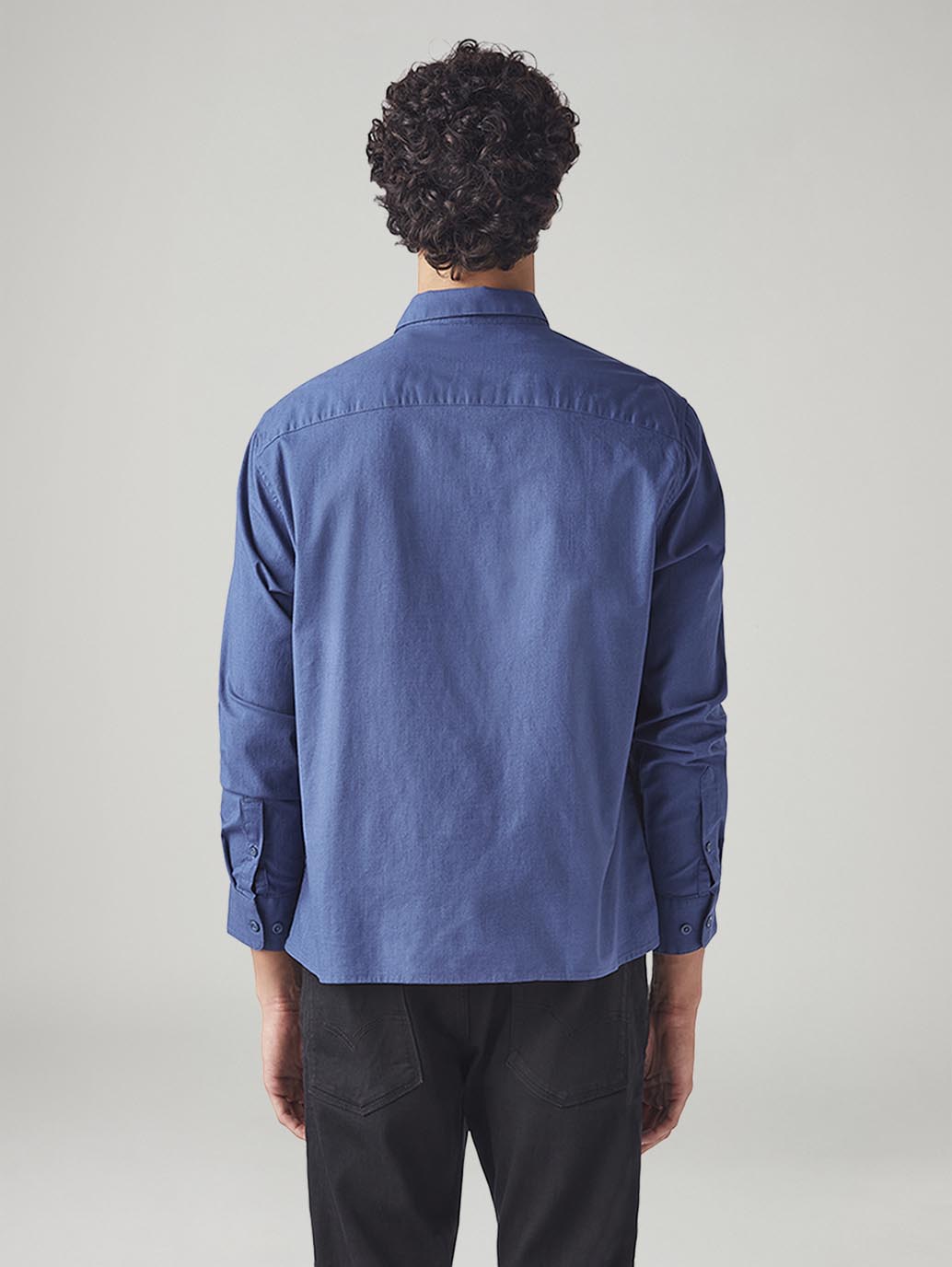Men's Solid Slim Fit Linen Shirt - Back View