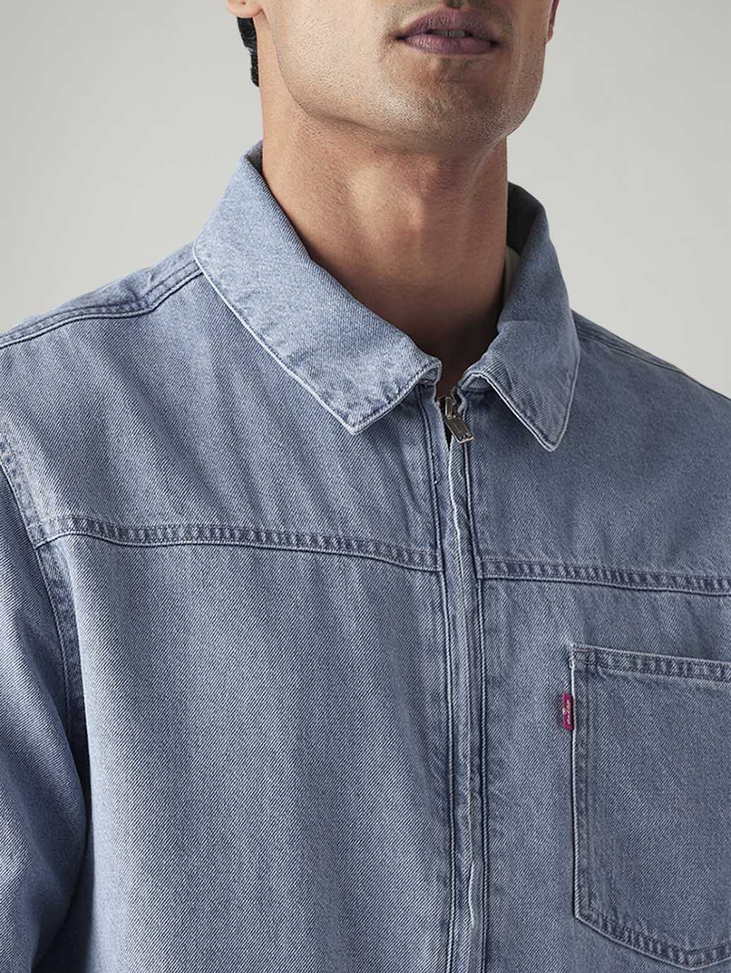 Men's Solid Relaxed Fit Jacket - Detail View