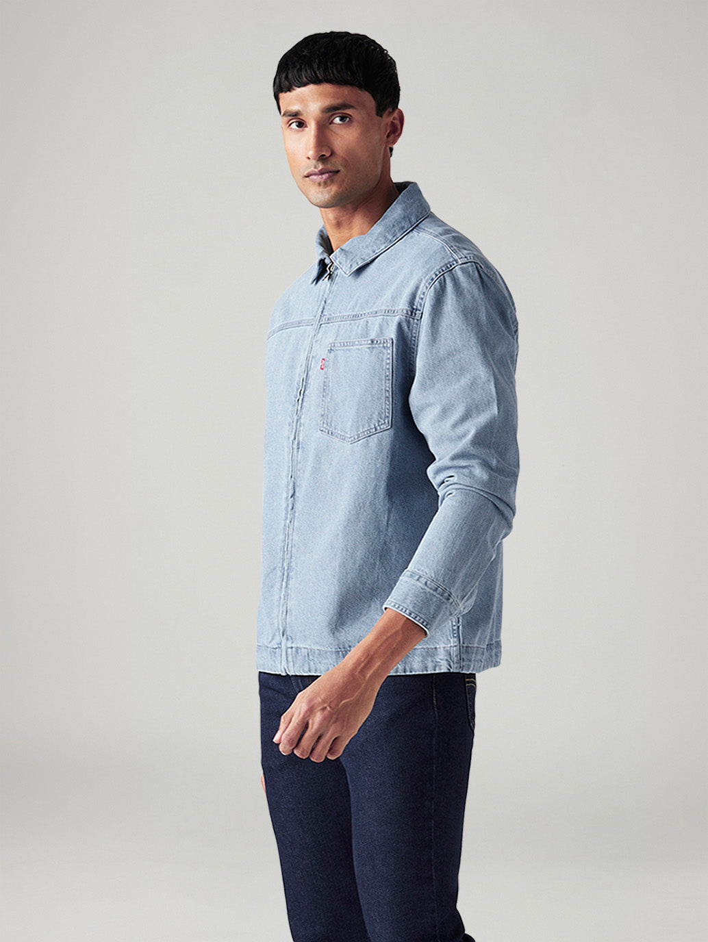 Men's Solid Relaxed Fit Jacket - Side View