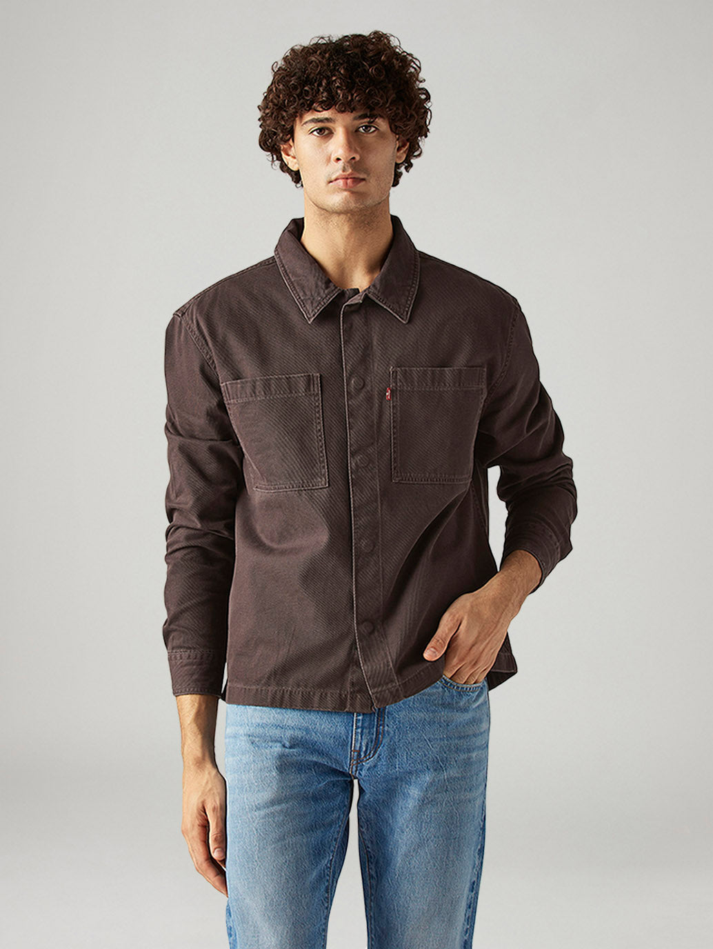 Men's Solid Boxy Fit Overdyed Shirt - Front View