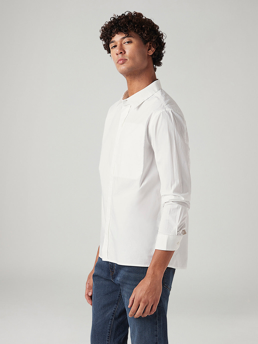 Men's Solid Slim Fit Shirt - Side View