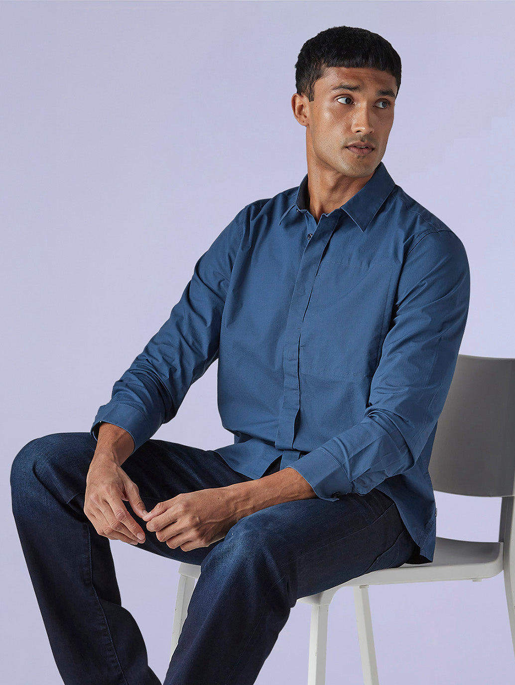 Men's Solid Slim Fit Redloop Poplin Shirt