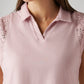Women's Lace Light Pink Collar Neck Top - 20 View