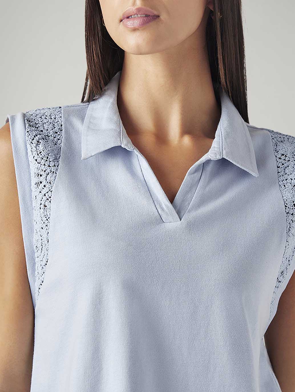 Women's Crochet Regular Fit T-Shirt - Detail View