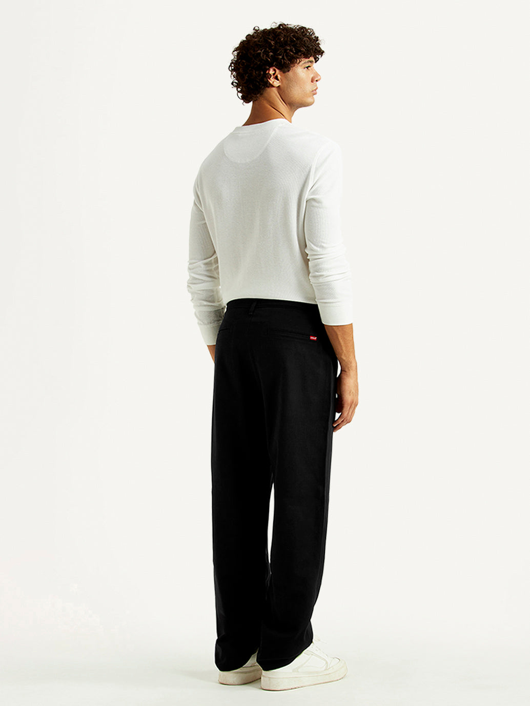 Men's 568 Black Loose Fit Mid Rise Chinos - Back View