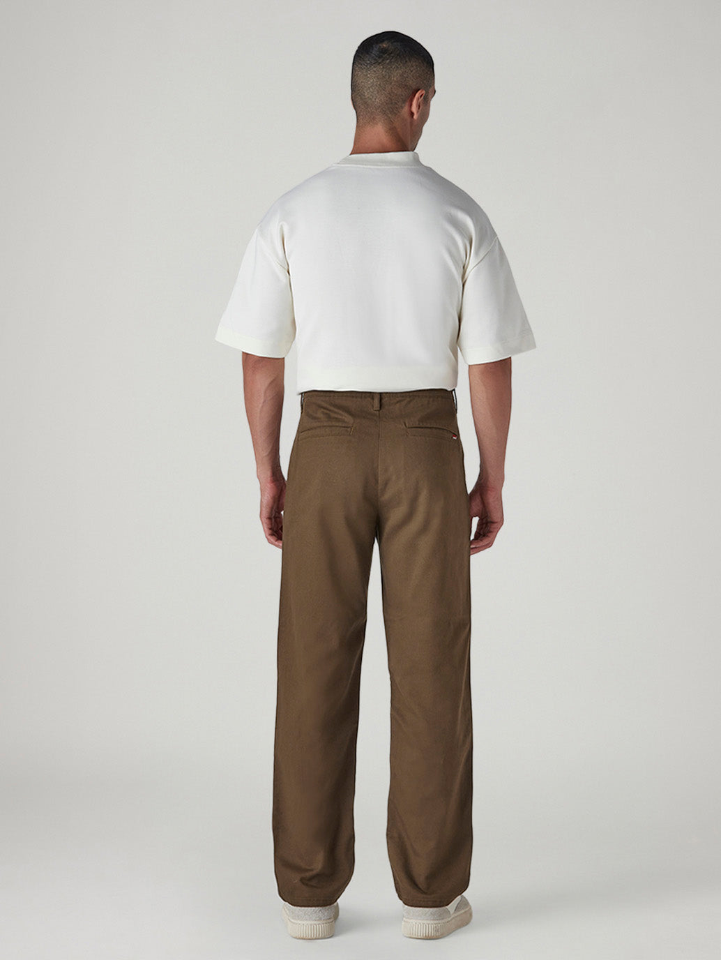 Men's Loose Straight Fit Mid Rise Chinos - Back View