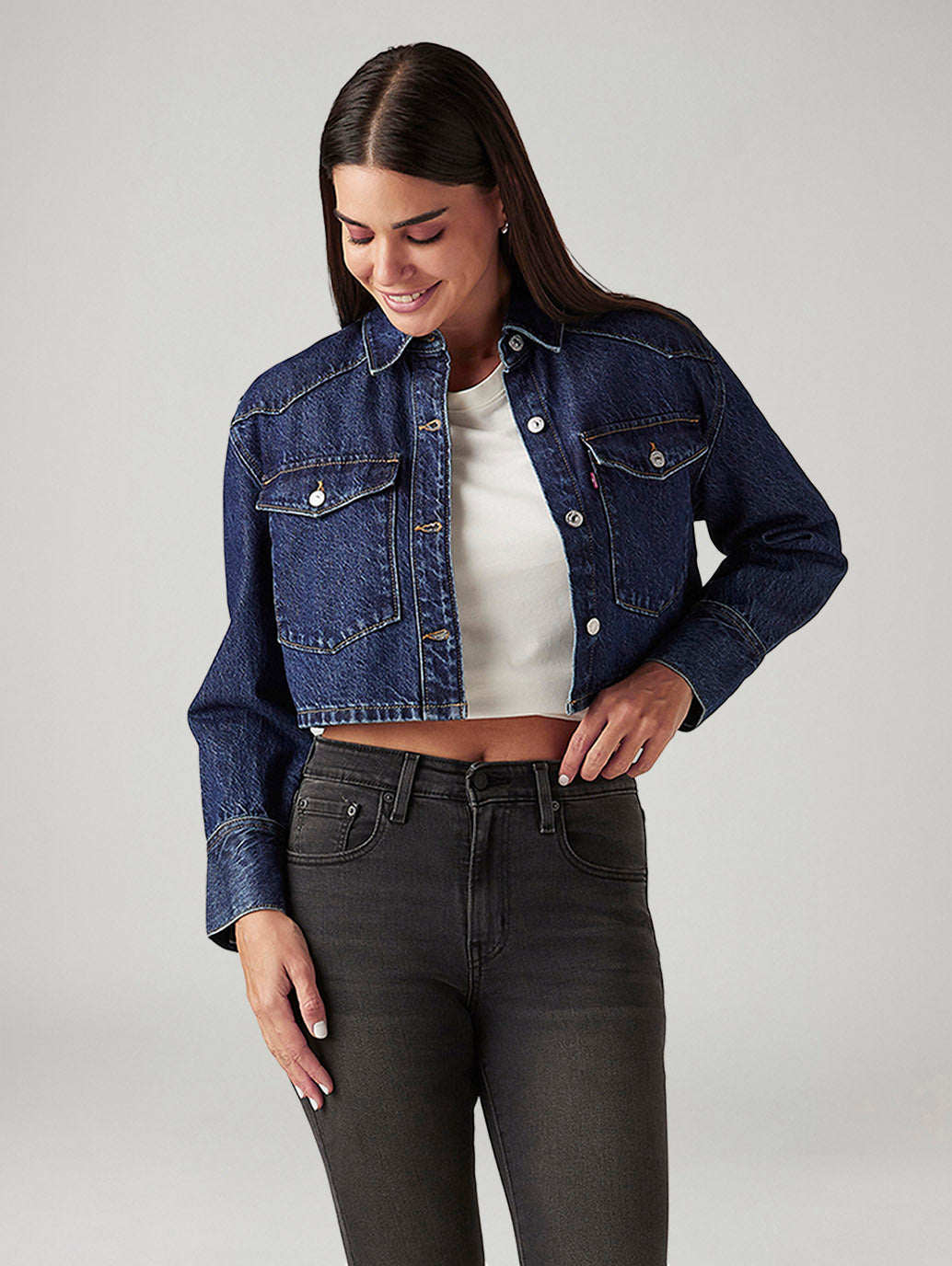 Women's Solid Indigo Denim Jacket
