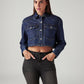 Women's Solid Indigo Denim Jacket - Front View