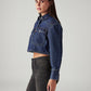 Women's Solid Indigo Denim Jacket - Side View